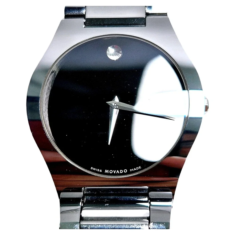 Movado Museum Watch 89 C6 1850 Mens Minimalist Black Tungsten Carbide Swiss